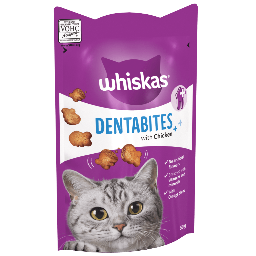 WHISKAS® DENTABITES with Chicken Adult Cat Dental Treats 50g - 1